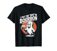 Divertido alcohol fantasma de Halloween con texto en inglés "I Put The Boo In Bourbon Lovers" Camiseta
