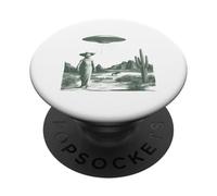 Divertido Alien Cowboy Esqueleto OVNI Desierto Abducción PopSockets PopGrip Adhesivo