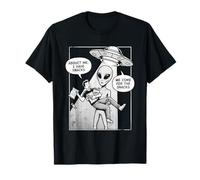 Divertido Alien Snack Humor Ilustración Ciencia Ficción Gráfico de Dibujos Animados Camiseta