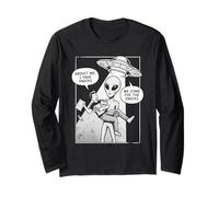 Divertido Alien Snack Humor Ilustración Ciencia Ficción Gráfico de Dibujos Animados Manga Larga