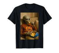 Divertido Alien Sofá Patata Ilustración UFO Arte Snack Lover Camiseta