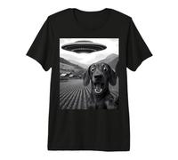 Divertido Alien UFO Dachshund Abduction Selfie Camiseta Premium