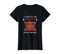 Divertido Alpha Wolf, te protegeré, Gatito, Pase lo Que Pase Camiseta gráfica económica, Mujer, Negro, L