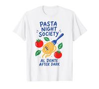 Divertido Amante de la Pasta Pasta Night Society Al Dente After Dark Camiseta gráfica económica, Hombre, Blanco, L
