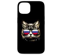 Divertido amante de los gatos de Rusia usa gafas de sol con bandera rusa Carcasa para iPhone 13