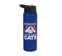 Divertido amante de los gatos tímido introvertido pero dispuesto a hablar sobre gatos Stainless Steel Insulated Water Bottle