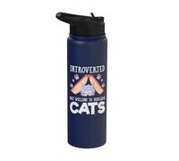 Divertido amante de los gatos tímido introvertido pero dispuesto a hablar sobre gatos Stainless Steel Insulated Water Bottle