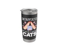 Divertido amante de los gatos tímido introvertido pero dispuesto a hablar sobre gatos Vaso térmico de acero inoxidable de doble pared