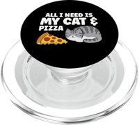 Divertido Amante de los Gatos Todo lo Que Necesito es mi Gato y Pizza PopSockets PopGrip para MagSafe