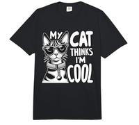 Divertido Amante de los Gatos y mamá y papá Gato | My Cat Thinks I'm Cool Comfort Colors Adult Heavyweight T-Shirt