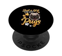 Divertido Amante de los Perros Lindo dueño de Pug Solo una Chica Que ama a los Pugs PopSockets PopGrip Adhesivo
