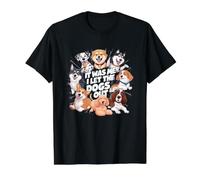 Divertido Amante de los Perros Presente It Was Me I Let The Dogs out Joke Camiseta gráfica económica, Hombre, Negro, S