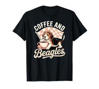 Divertido Amante del café Beagle, Lindo Perro mamá Cachorro dueño de Mascota Camiseta
