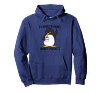Divertido Amante del café pingüino Despierto no Empuje Sudadera con Capucha