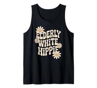 Divertido Anciano Blanco Hippie Retro Rainbow Humor Mujeres Hombres Camiseta sin Mangas