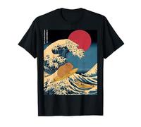 Divertido Animal Cobaya Surfeando La Gran Ola de Kanagawa Camiseta