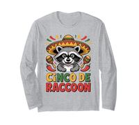 Divertido Animal de Fiesta Mexicana Cinco de Raccoon Manga Larga