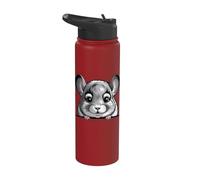 Divertido animal de mascota esponjoso que se asoma a chinchilla Stainless Steel Insulated Water Bottle