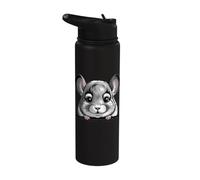 Divertido animal de mascota esponjoso que se asoma a chinchilla Stainless Steel Insulated Water Bottle