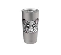 Divertido animal de mascota esponjoso que se asoma a chinchilla Vaso térmico de acero inoxidable de doble pared