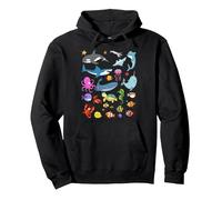 Divertido Animales Marinos Niños Niños Océano Criaturas Pez Payaso Sudadera con Capucha, Unisex para Adultos, Negro, M