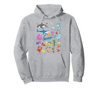 Divertido Animales Marinos Niños Niños Océano Criaturas Pez Payaso Sudadera con Capucha, Unisex para Adultos, Gris Jaspeado, S