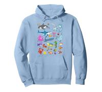 Divertido Animales Marinos Niños Niños Océano Criaturas Pez Payaso Sudadera con Capucha, Unisex para Adultos, Azul Polvoriento, XL