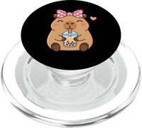 Divertido Anime para niñas Capybara Coquette Bow Tea Bubble Capybara PopSockets PopGrip para MagSafe