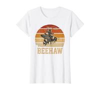 Divertido Apicultor Beehaw, Vaquero, Abeja, Jinete, Retro, Sunset Farm Camiseta gráfica económica, Mujer, Blanco, S