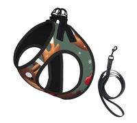 Divertido arnés de perro con estampado de cabeza de alce navideño, 2 hebillas, chaleco para perro, clip frontal para correa sin tirones, para perros pequeños y medianos
