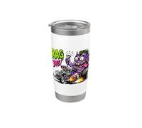 Divertido Arrastrar o Morir Hotrod Dragster Rat Rod Race Car Cartoon Vaso térmico de acero inoxidable de doble pared
