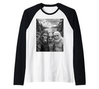 Divertido Arte críptido para Selfies con Monstruos de Bigfoot Alien Loch Ness Camiseta Manga Raglan