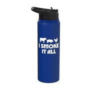 Divertido arte de BBQ Pitmaster I Smoke It All asando carne ahumada Stainless Steel Insulated Water Bottle