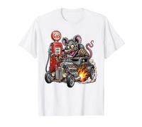 Divertido Arte de Monster Rat Hotrod para Coche, gasolinera y Garaje Camiseta gráfica económica, Hombre, Blanco, L