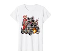 Divertido Arte de Monster Rat Hotrod para Coche, gasolinera y Garaje Camiseta gráfica económica, Mujer, Blanco, L