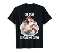 Divertido Arte felino de Cat Lady con Varios Gatos, Cuidado con Las Garras Camiseta gráfica económica