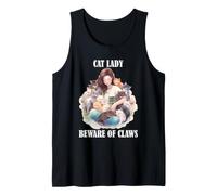 Divertido Arte felino de Cat Lady con Varios Gatos, Cuidado con Las Garras Camiseta sin Mangas