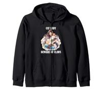 Divertido Arte felino de Cat Lady con Varios Gatos, Cuidado con Las Garras Sudadera con Capucha