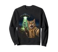 Divertido Arte humorístico para Amantes de Las Mascotas en el Espacio Exterior para Selfies con Gatos, ovnis y Gatos Sudadera