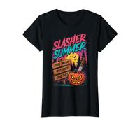 Divertido Atuendo de Verano de Slasher Smore Scream GreatTimes Camiseta gráfica económica, Mujer, Negro, L
