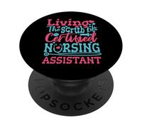 Divertido Auxiliar de Enfermería CNA Living The Scrub Life PopSockets PopGrip Adhesivo