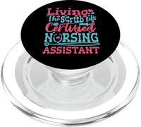 Divertido Auxiliar de Enfermería CNA Living The Scrub Life PopSockets PopGrip para MagSafe
