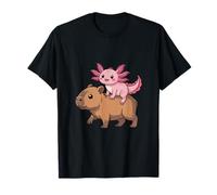 Divertido Axolotl Montando Capibara Tonto Animal Duo Camiseta