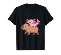 Divertido Axolotl Montando Capibara Tonto Animal Duo Camiseta