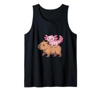 Divertido Axolotl Montando Capibara Tonto Animal Duo Camiseta sin Mangas