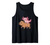 Divertido Axolotl Montando Capibara Tonto Animal Duo Camiseta sin Mangas