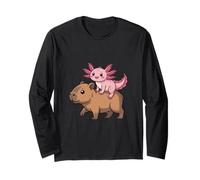 Divertido Axolotl Montando Capibara Tonto Animal Duo Manga Larga