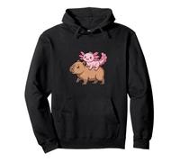 Divertido Axolotl Montando Capibara Tonto Animal Duo Sudadera con Capucha
