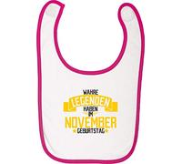 Divertido babero para bebé, con el logotipo de Novemer, para cumpleaños, con texto en alemán"Wahre LEGENDEN haben im NOVEMBER" rosa Rosa. Talla:talla única