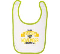 Divertido babero para bebé, con el logotipo de Novemer, para cumpleaños, con texto en alemán"Wahre LEGENDEN haben im NOVEMBER" verde Talla:talla única